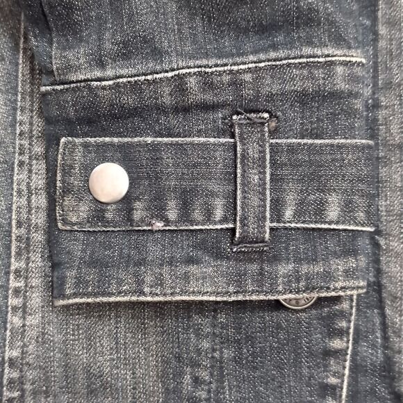 black size L v-neck denim  jean jacket - Picture 5 of 7